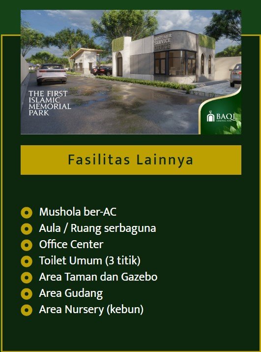 Baqi Memorial Park Banten 2 fasilitas